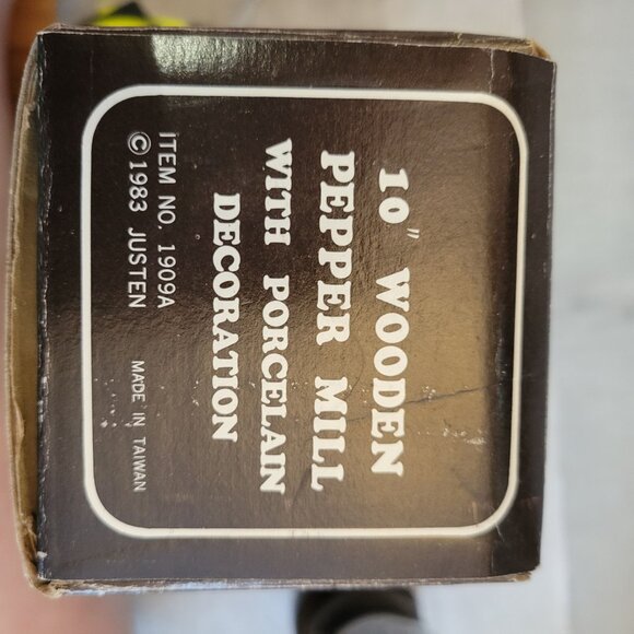 10" Wooden Pepper Mill Porcelain Windmill Jan-Mor Vintage 1983 - Picture 4 of 4